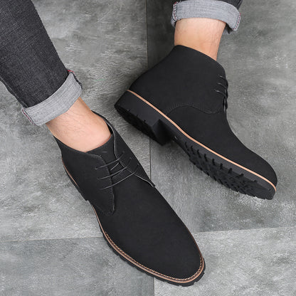 Pointed-toe casual men's leather boots