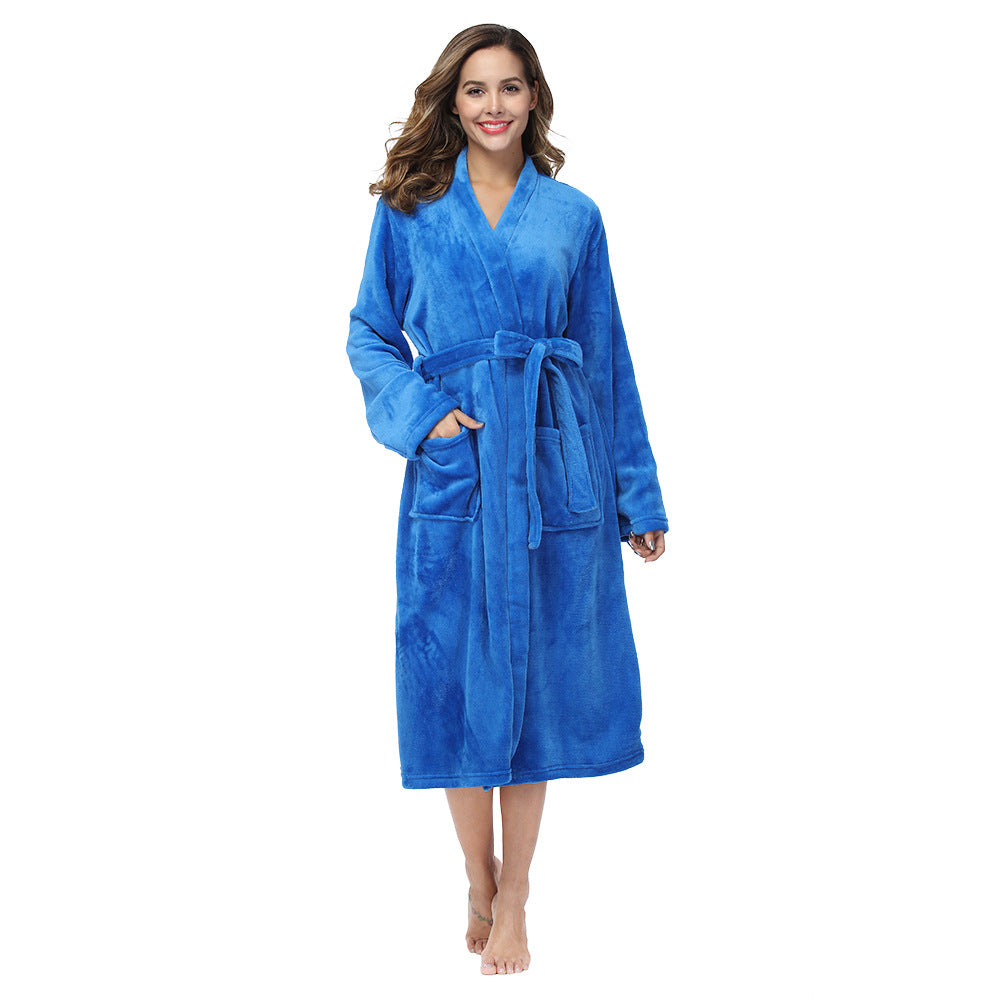 Hooded Flannel Bathrobe for Women