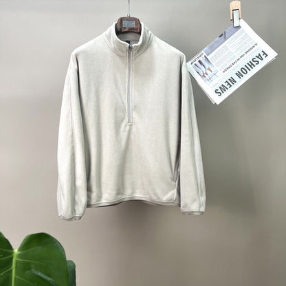 Men's Fleece Half-Zip Stand-Up Collar Hoodie
