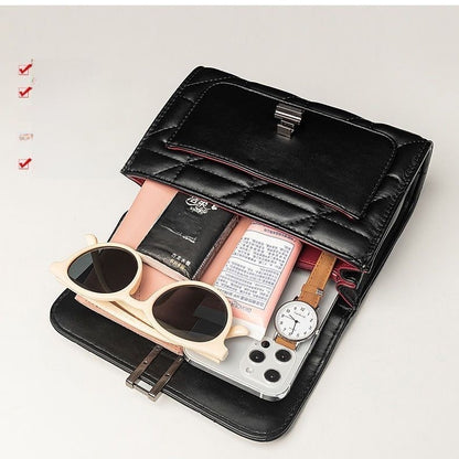Embroidered Chain Lock Shoulder Bag