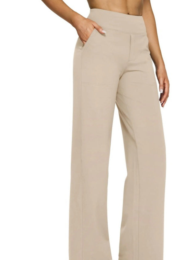 Casual high-waisted straight leg pants