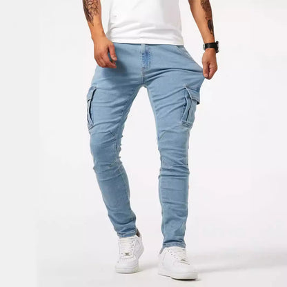 Men's Cotton Casual Cargo Pants with Multiple Pockets