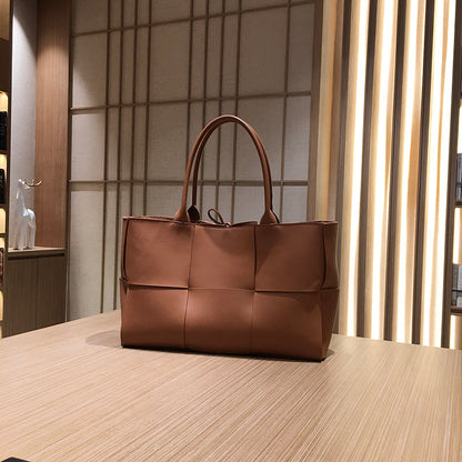 Genuine Leather Woven Tote Bag
