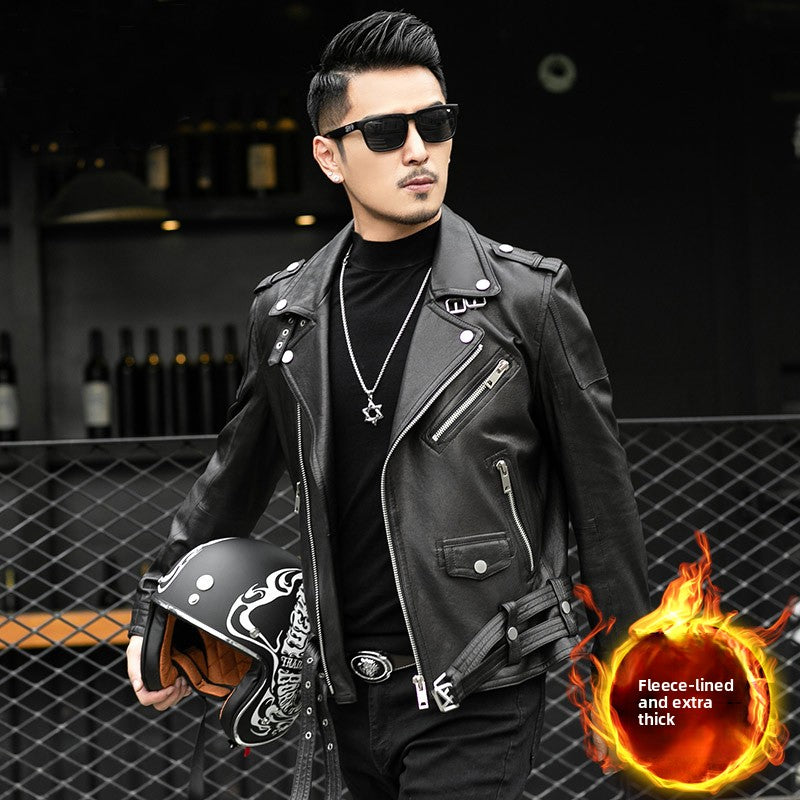 Mens Genuine Leather Biker Jacket