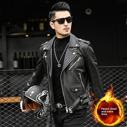 Mens Genuine Leather Biker Jacket