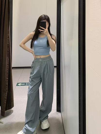 Womens Casual Wide-Leg Knitted Pants