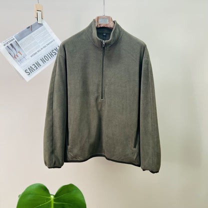 Men's Fleece Half-Zip Stand-Up Collar Hoodie