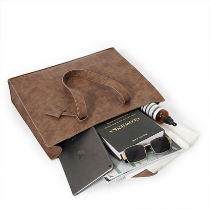 Horizontal pu belt zipper tote bag