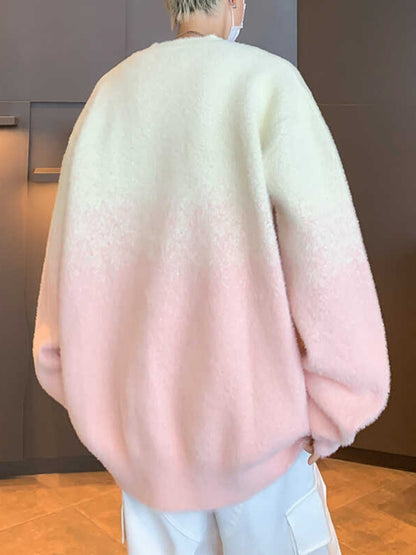 Gradient Color Block Pullover Sweater