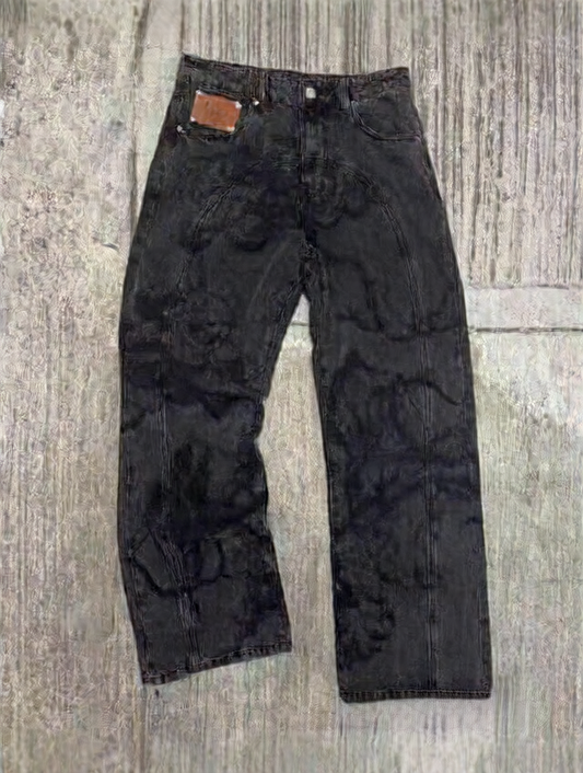 Men Printed Denim Trousers
