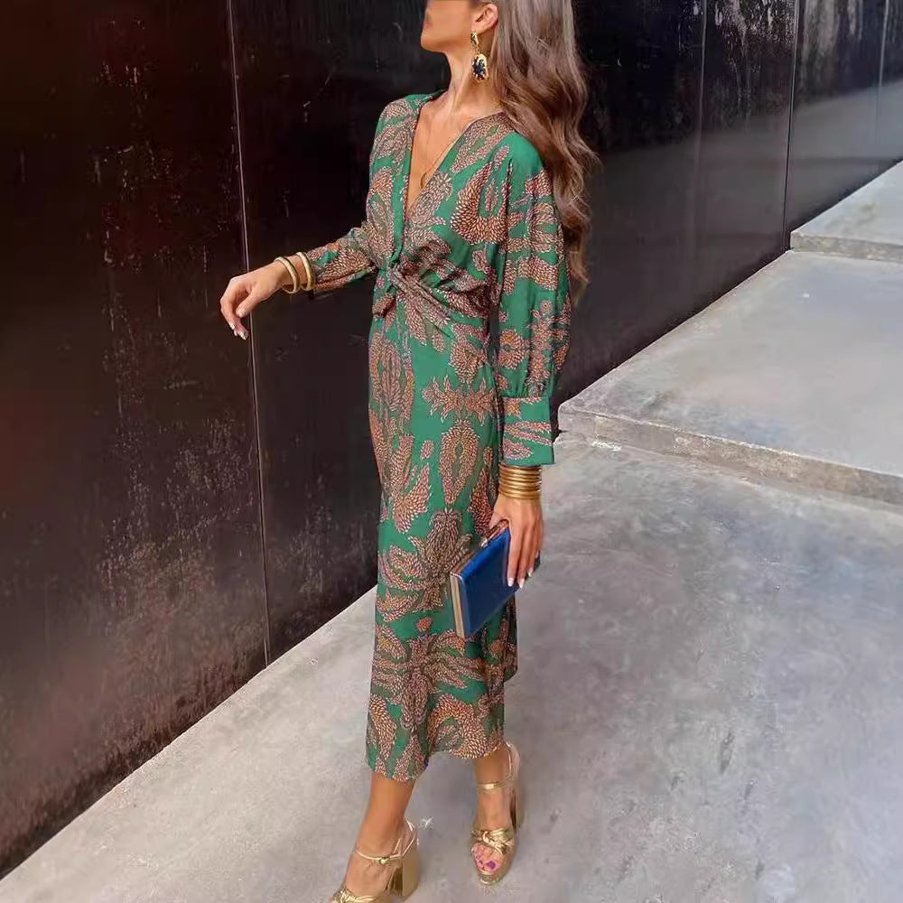 Floral Print A-Line Midi Dress