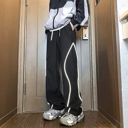 Reflective strip casual pants
