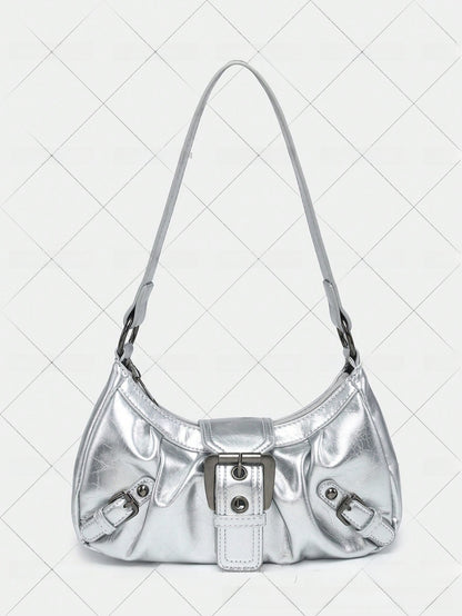 Retro Two-Tone Leather Shoulder Bag