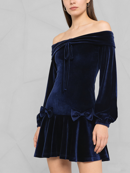 Elegant Velvet Off-Shoulder Dress