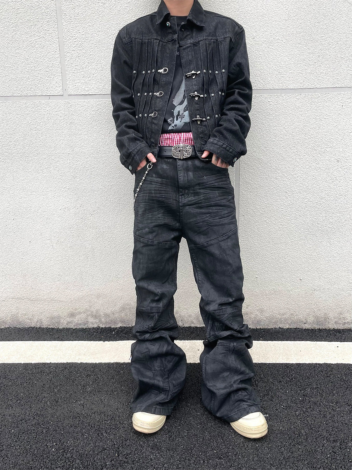 Vintage Hand-Brushed Wax Coated Denim Jeans for Men