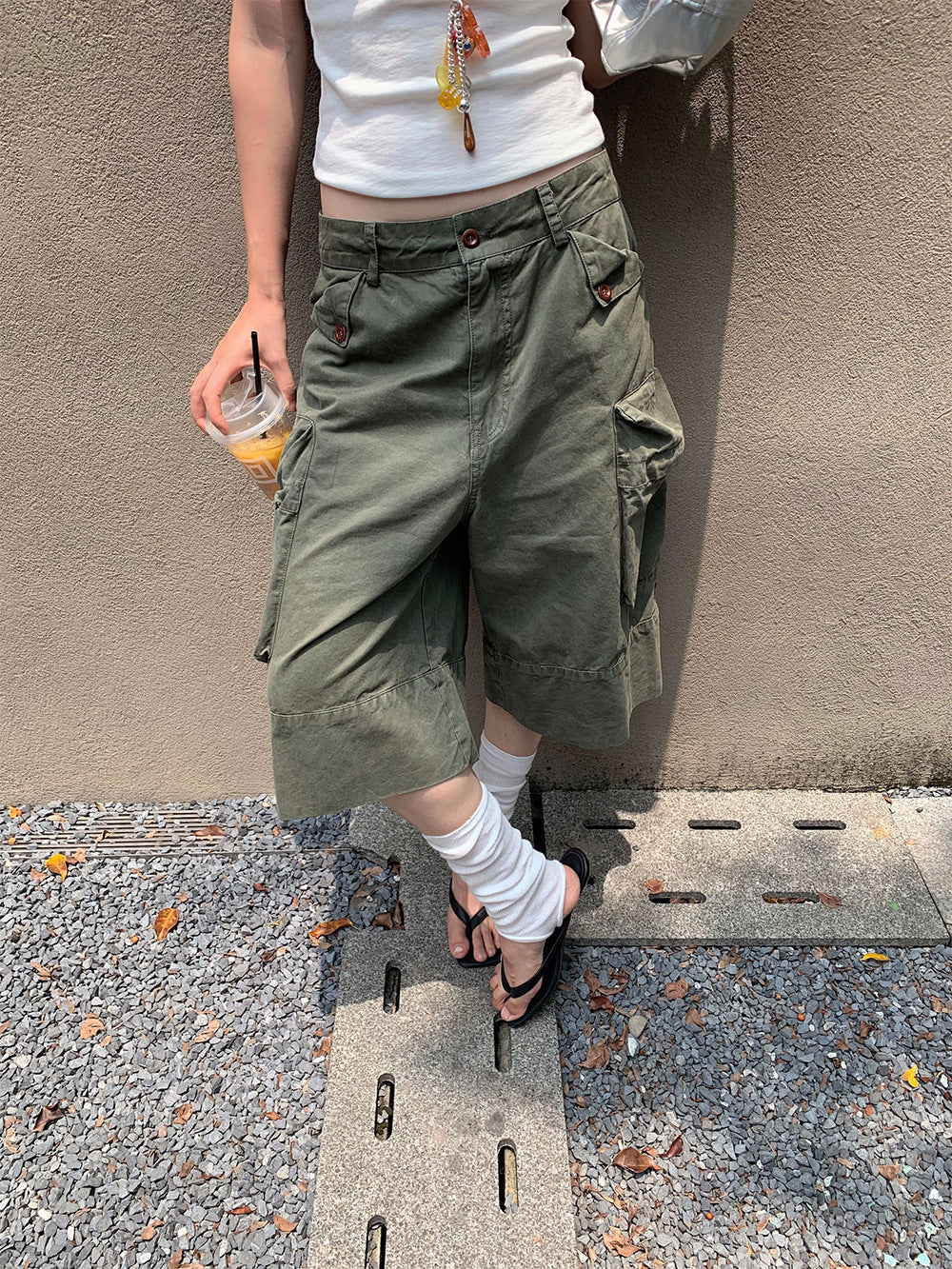 Retro Denim Wide-Leg Mid-Pants for Women