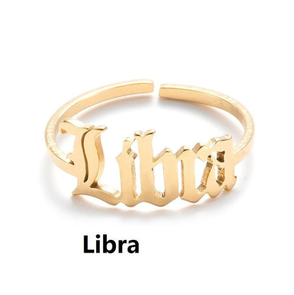 New Stainless Steel Ring Women's ins Colorless European and American Opening Retro Simple English Letter Ring Men
