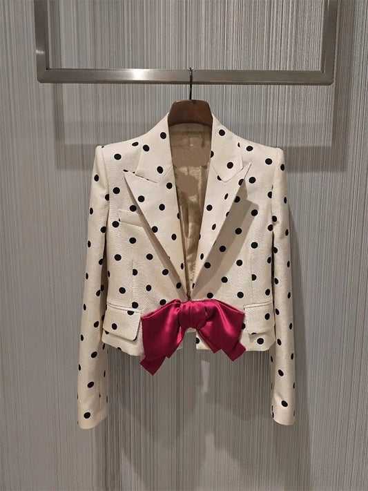 Polka Dot Bow Blazer for Women
