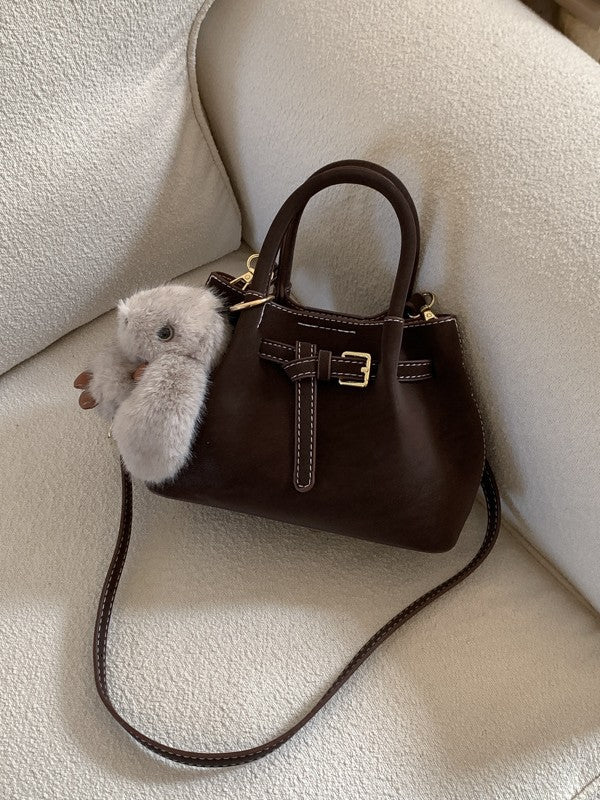 High-end suede bucket bag