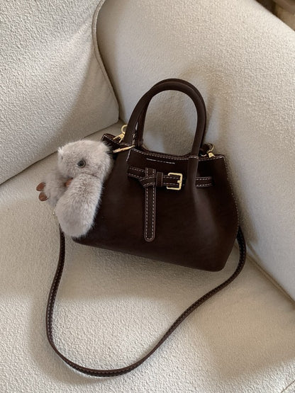 High-end suede bucket bag