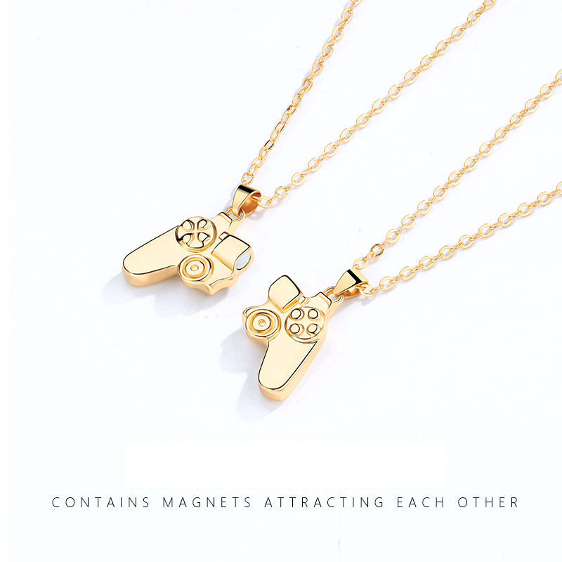 Magnet Necklace Game Console Handle Couple Necklace a Pair Of Magnetite Stone Personality Men And Women Necklace Gift