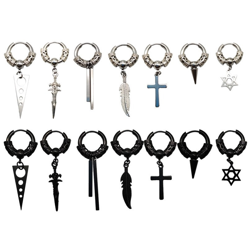 Men's and Women's Earrings Fashion Personality Earclips Retro Style Men's and Women's Exaggerated Earrings