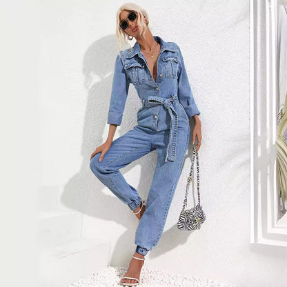 Women's Slim Fit Denim Jumpsuit