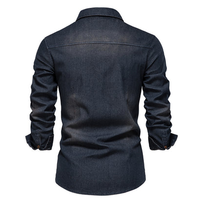Mens Casual Denim Long Sleeve Shirt