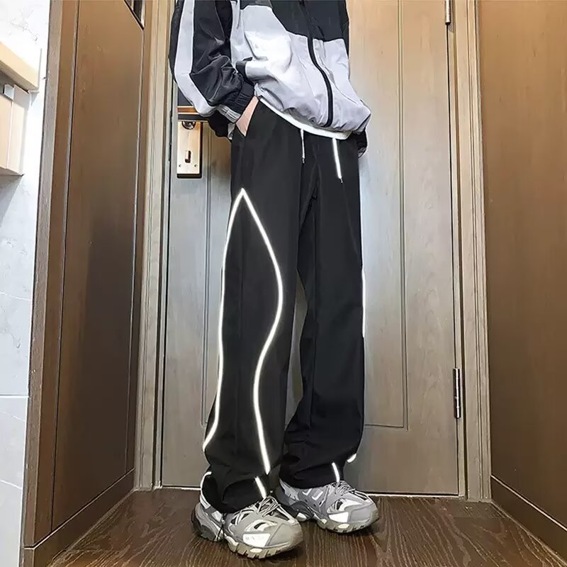 Reflective strip casual pants