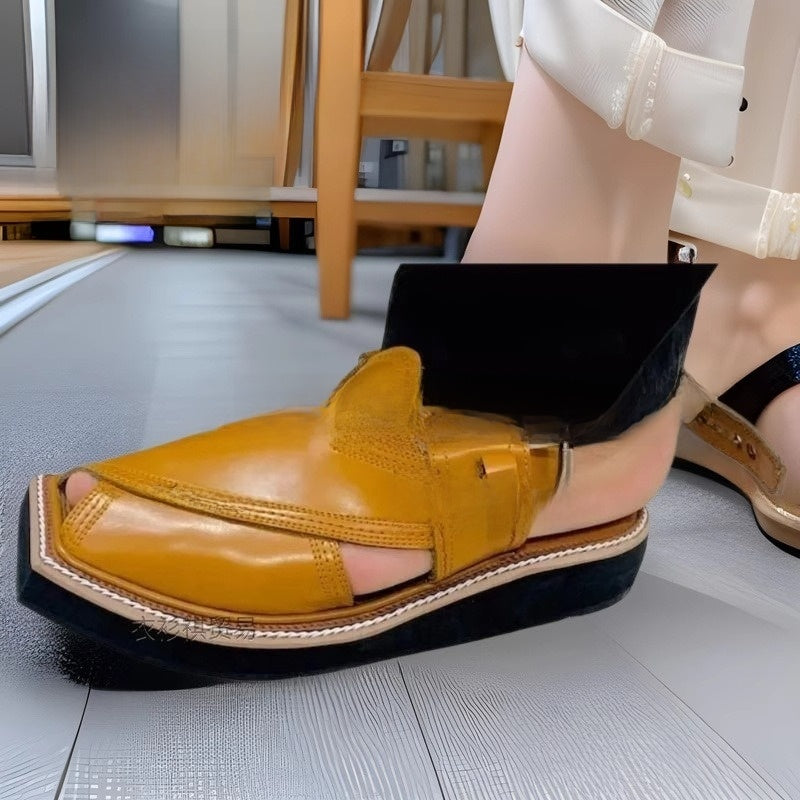 Woven Leather Flat Sandals