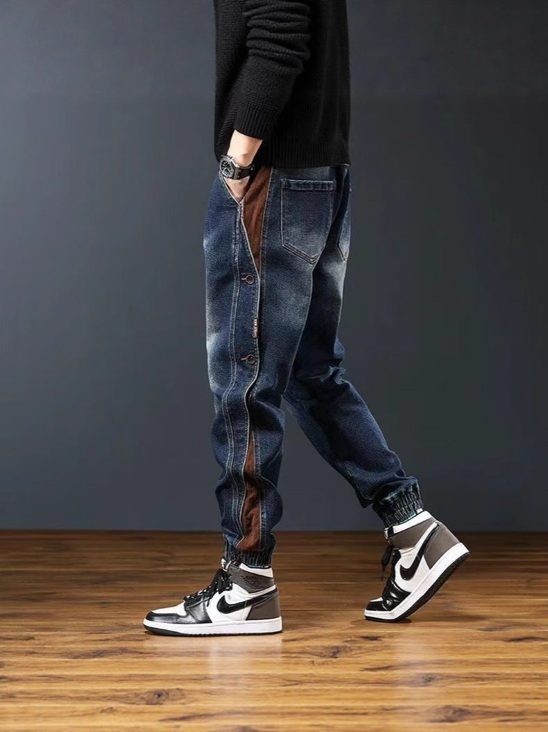 Retro patchwork skinny jeans