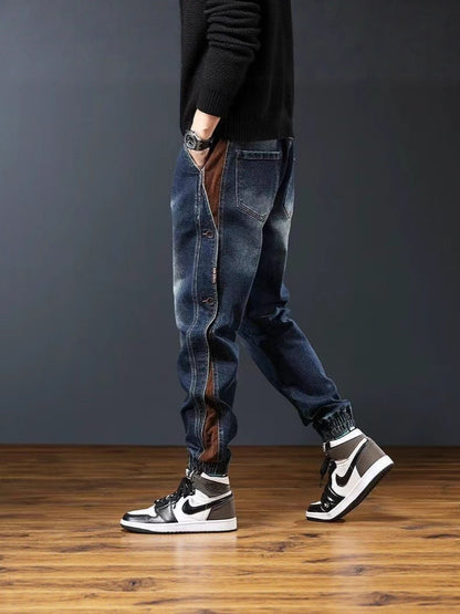 Retro patchwork skinny jeans