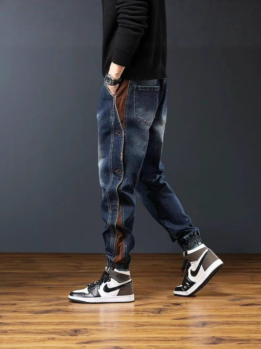 Retro patchwork skinny jeans