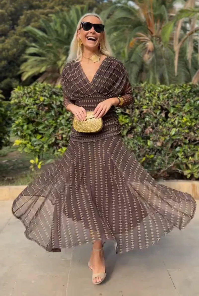 Mesh Print Spliced Dress