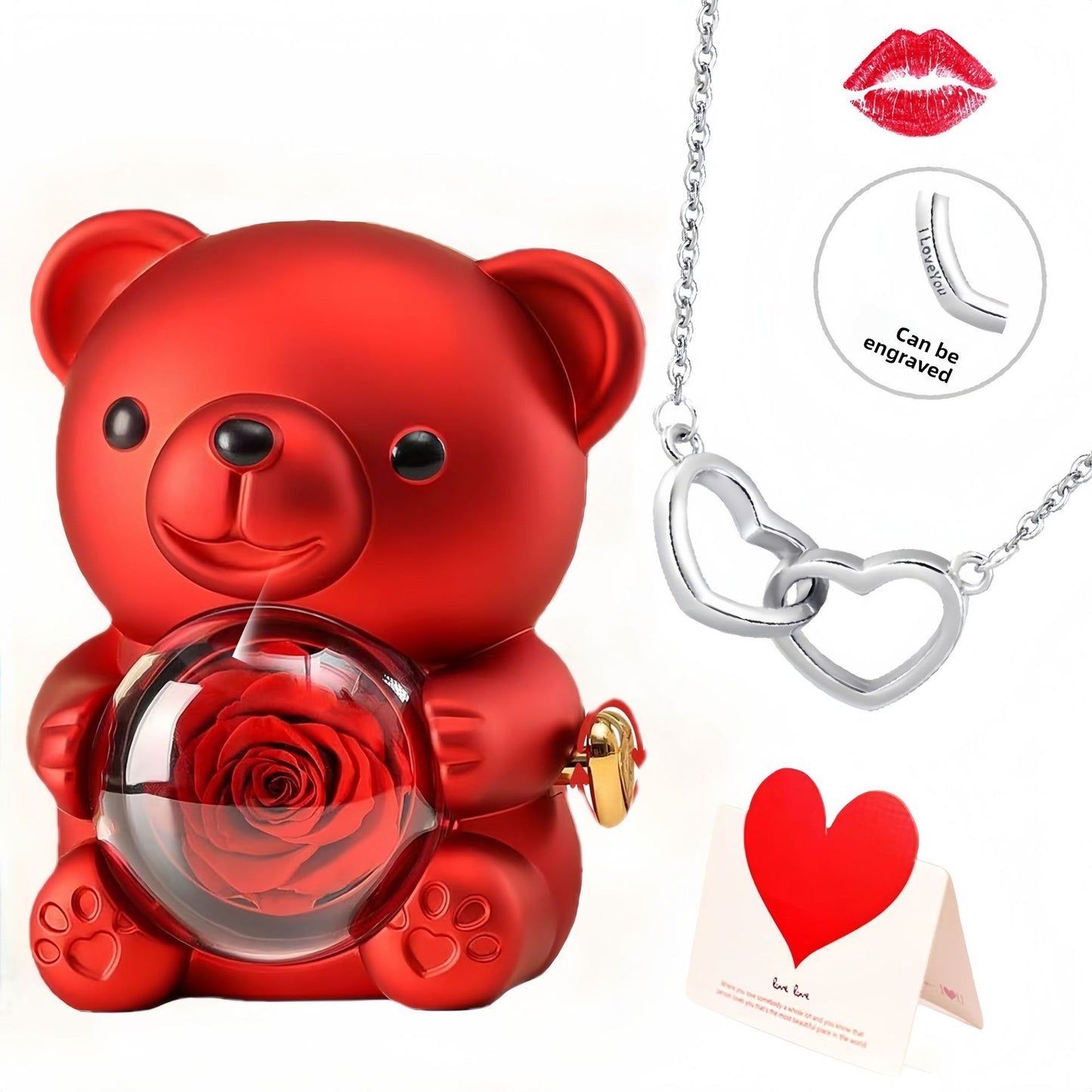 Double Heart Titanium Steel Necklace for Women - Fashion