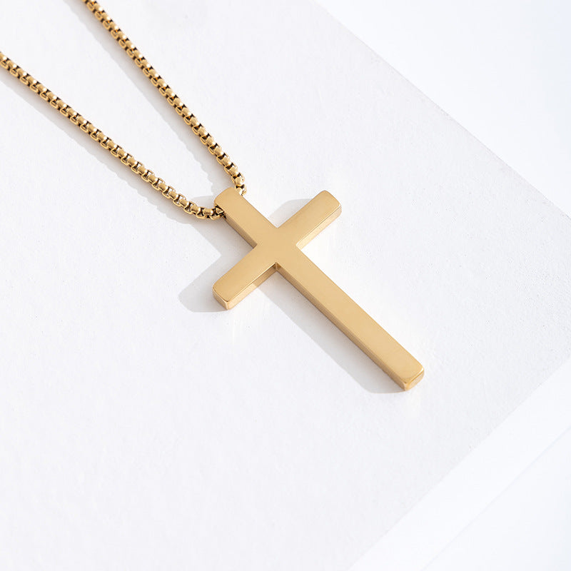Adjustable Stainless Steel Cross Pendant Necklace