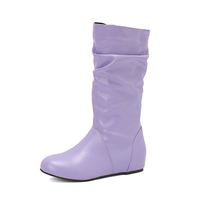 High-top round-toed retro ankle boots