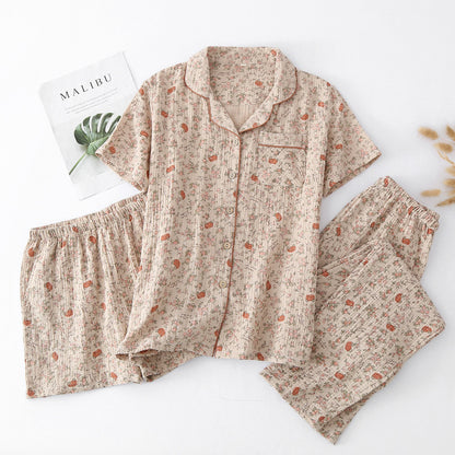 Cotton Three-Piece Pajama Set