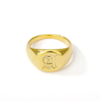 A-Z Letter Initial Rings for Women Goth Chunky Wide Stainless Steel Alphabet Men Ring 2024 Trendy Wedding Couple Jewelry anillos