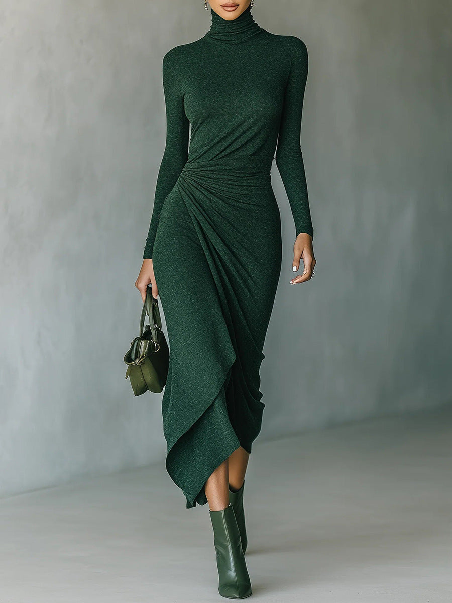Elegant high-neck wrap dress for women