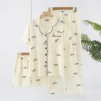 Cotton Three-Piece Pajama Set