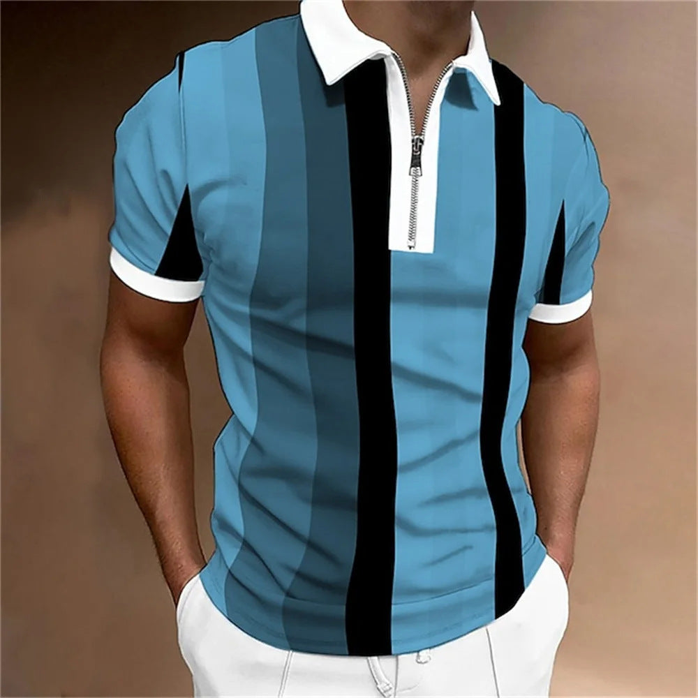 Summer short sleeved T-shirt casual business button top T-shirt fashionable men's clothing