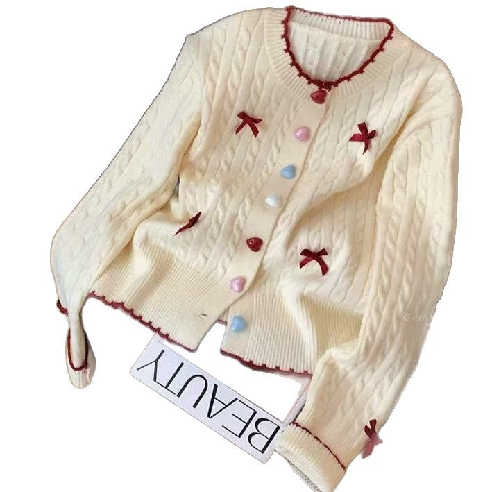 Women's round neck knitted cardigan