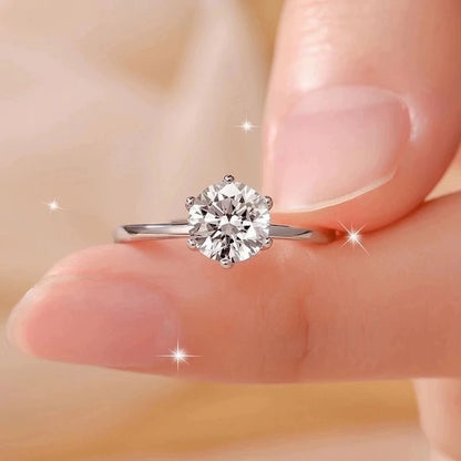 Six-prong imitation diamond ring