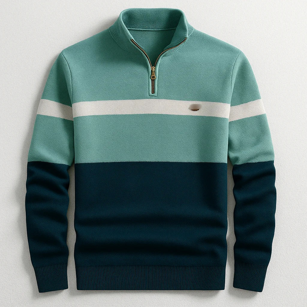 Mens Stand Collar Half Zip Knit Sweater