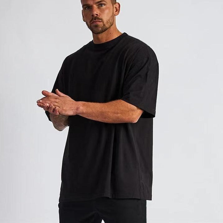 Solid color short-sleeve cotton T-shirt Men