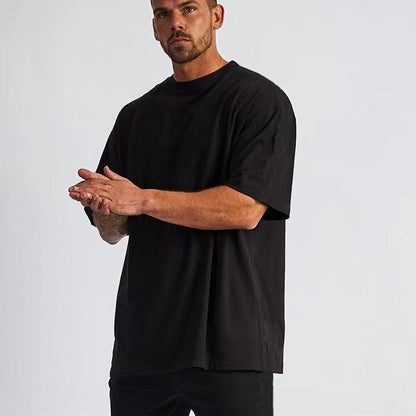 Solid color short-sleeve cotton T-shirt Men