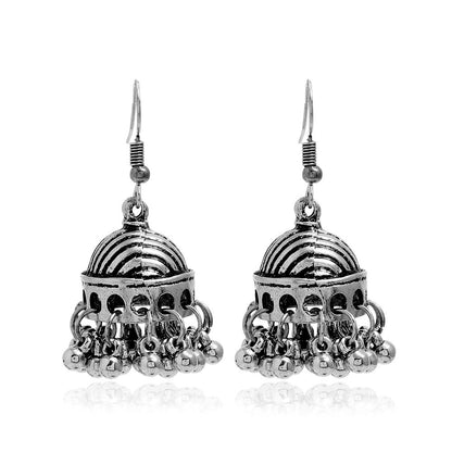Bohemian ethnic carved retro patterns, creative bell earrings, exaggerated and personalized ethnic style earrings from Europe and America