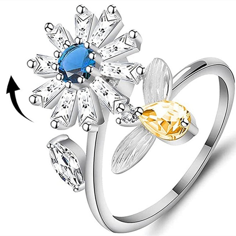 6 Pcs Silver Plated Rings Set, Fidget Anxiety Rings for Women, Adjustable Open Ring Set, Stack Rings Above Knuckle, Stress Relief Stackable Rings, Gift for Women Men Girls