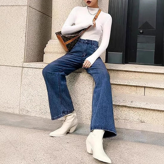 High-Waisted Denim Pants